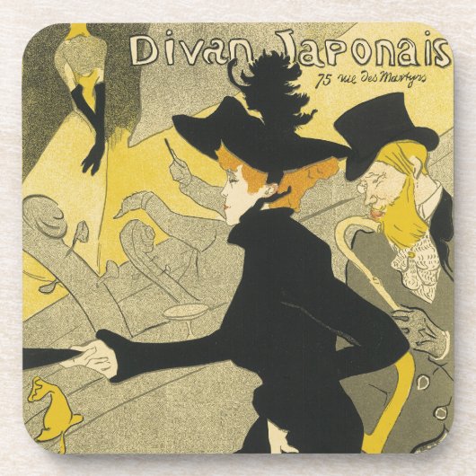 Art Nouveau, Divan Japonais van Toulouse Lautrec Bier Onderzetter (Voorkant)