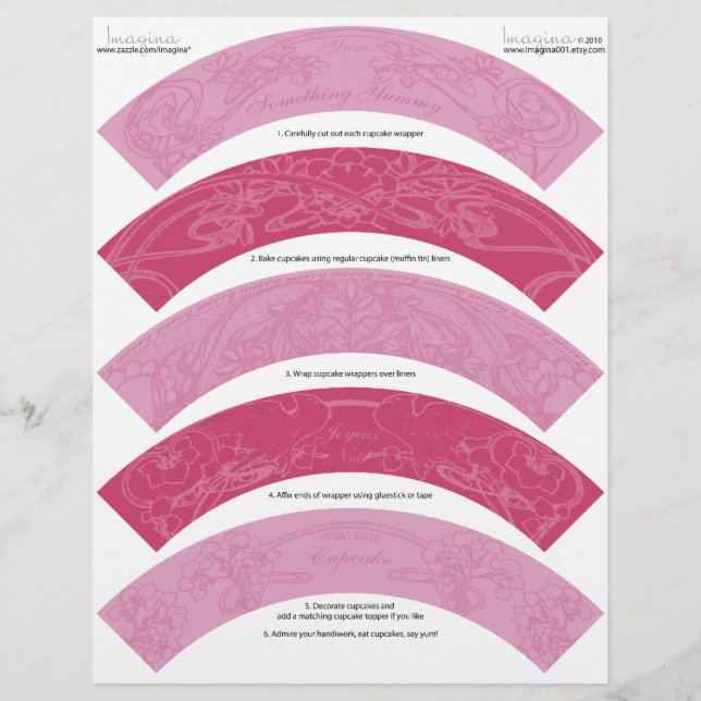 Art Nouveau DIY-kerst Cupcake Wrappers (Voorkant)