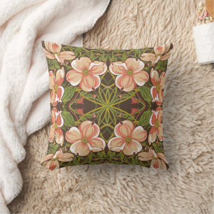 Art Nouveau Dogwood Blush Bloemen Print Kussen