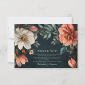 Art Nouveau Donkere Bloemen Bedankkaart (Voorkant)