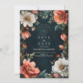 Art Nouveau Donkere Bloemen Save The Date (Voorkant)