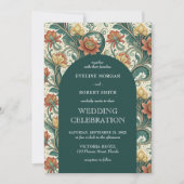  Art Nouveau donkergroene terracotta bruiloft Kaart (Voorkant)