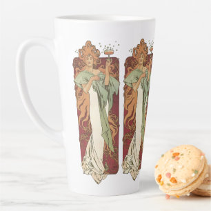  Art Nouveau door Mucha, Champagne Party Latte Mok