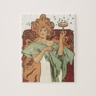  Art Nouveau door Mucha, Champagne Party Legpuzzel