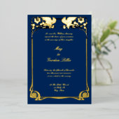  Art Nouveau Doves Border Folie Uitnodiging (Staand Voorkant)