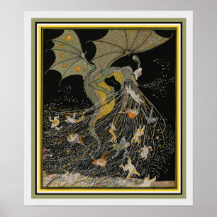 Art Nouveau Dragon Hoesje voor Jugend Poster