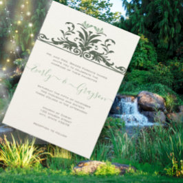 Art Nouveau Dragonfly Bleek Mint Wedding Kaart