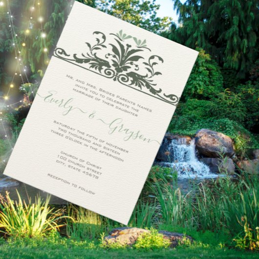 Art Nouveau Dragonfly Bleek Mint Wedding Kaart