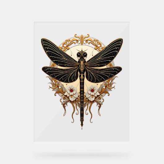 Art Nouveau Dragonfly Elegante Steampunk Acryl Bord (Voorkant)