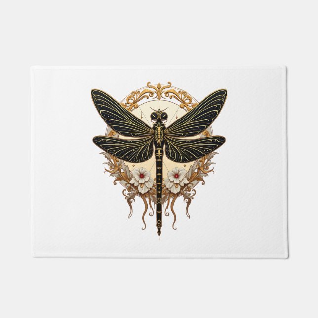 Art Nouveau Dragonfly Elegante Steampunk Deurmat (Voorkant)