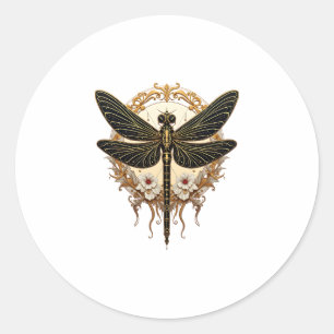 Art Nouveau Dragonfly Elegante Steampunk Ronde Sticker