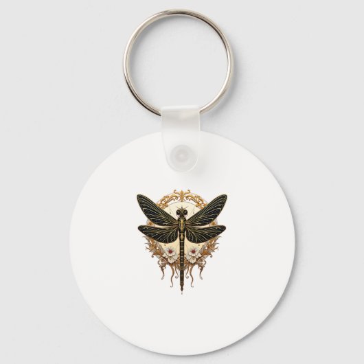 Art Nouveau Dragonfly Elegante Steampunk Sleutelhanger (Voorkant)