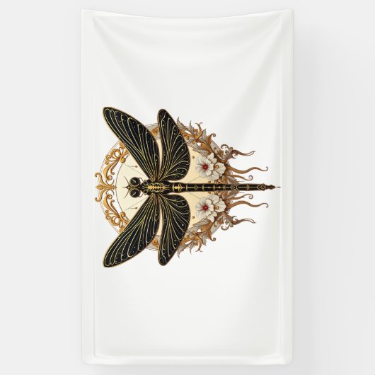 Art Nouveau Dragonfly Elegante Steampunk Spandoek (Verticaal)