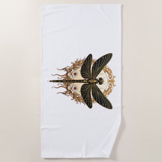 Art Nouveau Dragonfly Elegante Steampunk Strandlaken (Voorkant)
