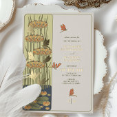 Art Nouveau Dragonfly en bloemenbruiloft Folie Uitnodiging