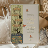 Art Nouveau Dragonfly en bloemenbruiloft Folie Uitnodiging