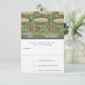 Art Nouveau Dragonfly Lily Pad RSVP Response Kaart (Staand voorkant)