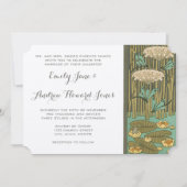 Art Nouveau Dragonfly Lily Pad Wedding Invitation Kaart (Voorkant)