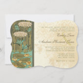 Art Nouveau Dragonfly Lily Pad Wedding Invitation Kaart (Voorkant)