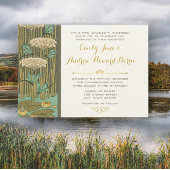 Art Nouveau Dragonfly Lily Pad Wedding Invitation Kaart
