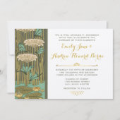 Art Nouveau Dragonfly Lily Pad Wedding Invitation Kaart (Voorkant)