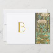 Art Nouveau Dragonfly Lily Pad Wedding Invitation Kaart (Achterkant)