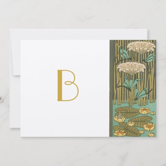 Art Nouveau Dragonfly Lily Pad Wedding Invitation Kaart (Achterkant)