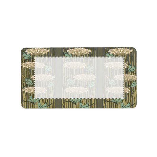 Art Nouveau Dragonfly Lily Pads Adres Etiket (Voorkant)