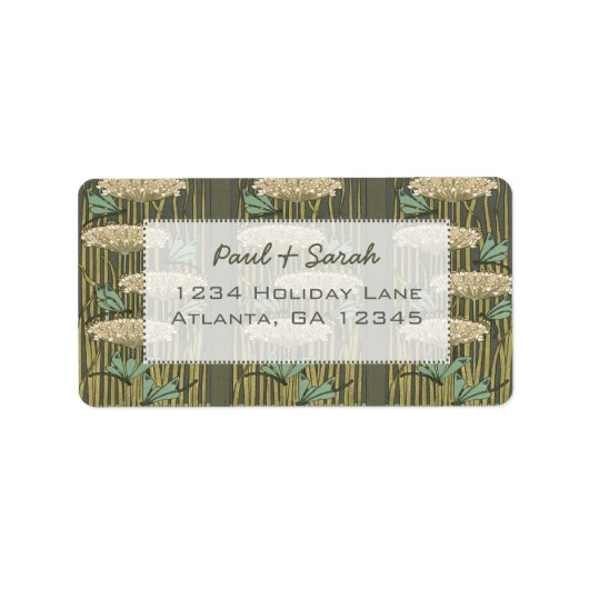 Art Nouveau Dragonfly Lily Pads Etiket (Voorkant)