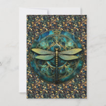 Art Nouveau Dragonfly op Note Kaart
