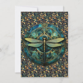 Art Nouveau Dragonfly op Note Kaart