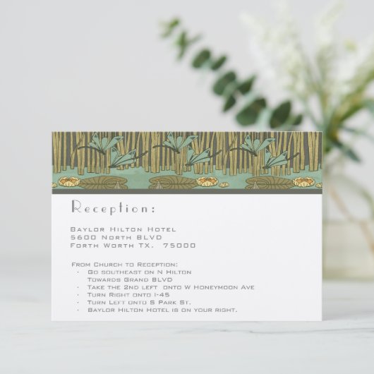 Art Nouveau Dragonfly Reception en Directio Invit Kaart (Staand voorkant)