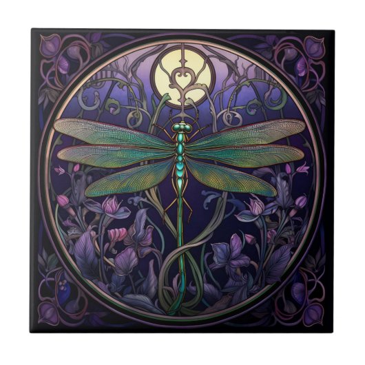Art Nouveau Dragonfly Tegel (moeras Collectie) Tegeltje (Voorkant)