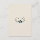 Art Nouveau Dusty Blue Navy Flowers Green Wedding Informatiekaartje (Achterkant)