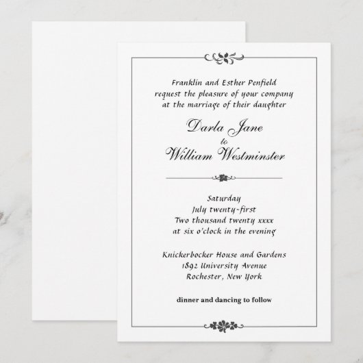 Art Nouveau Dusty Blue Wedding Kaart (Voorkant / Achterkant)