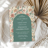 Art Nouveau Dusty groene terracotta bruiloft Kaart