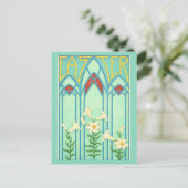 Art Nouveau Easter with White Lilies Feestdagenkaart (Staand voorkant)