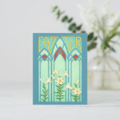 Art Nouveau Easter with White Lilies Feestdagenkaart (Staand voorkant)