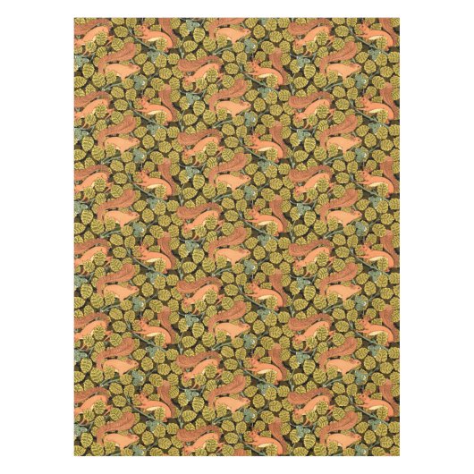 art nouveau eekhoorns in boompatroon tafelkleed (Voorkant)