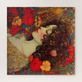 Art Nouveau Een vrouw temidden van rode en gouden Legpuzzel (Horizontaal)