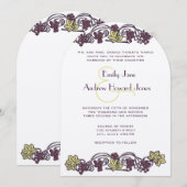 Art Nouveau Eggplant Limoen Vineyard Wedding Kaart (Voorkant / Achterkant)