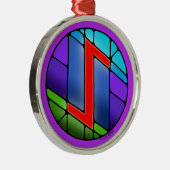 Art Nouveau Eihwaz Rune of Perseverance Metalen Ornament (Rechts)