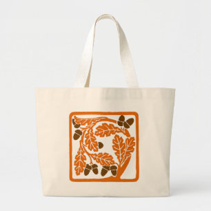 Art Nouveau eikels en bladeren Grote Tote Bag