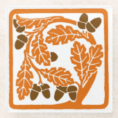 Art Nouveau eikels en eikenbladeren Glazen Onderzetter (Voorkant)