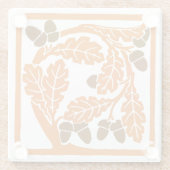 Art Nouveau eikels en eikenbladeren Glazen Onderzetter (Achterkant)