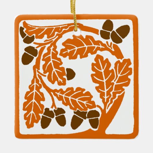 Art Nouveau eikels en eikenbladeren Keramisch Ornament (Voorkant)