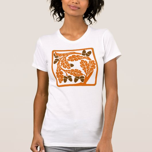 Art Nouveau eikels en eikenbladeren T-shirt (Voorkant)