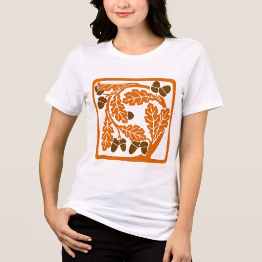 Art Nouveau eikels en eikenbladeren Tri-Blend Shirt (Voorkant)