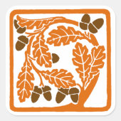 Art Nouveau eikels en eikenbladeren Vierkante Sticker (Voorkant)