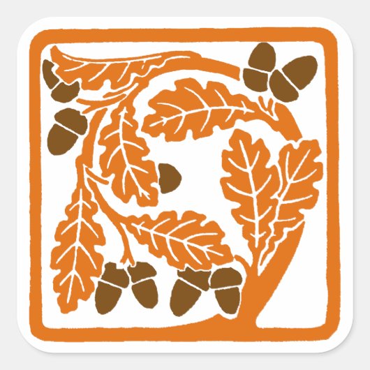 Art Nouveau eikels en eikenbladeren Vierkante Sticker (Voorkant)
